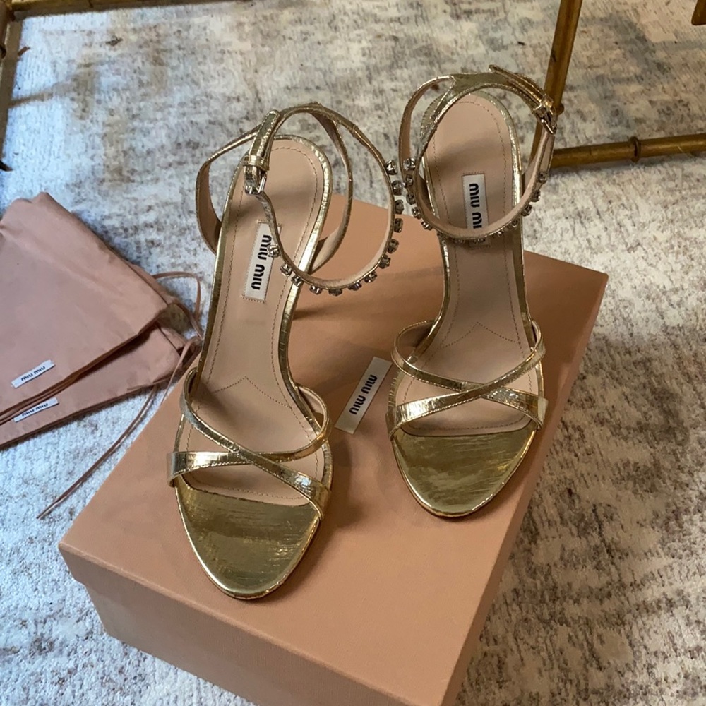 Miu Miu 85 MM Metallic Sandal Heel